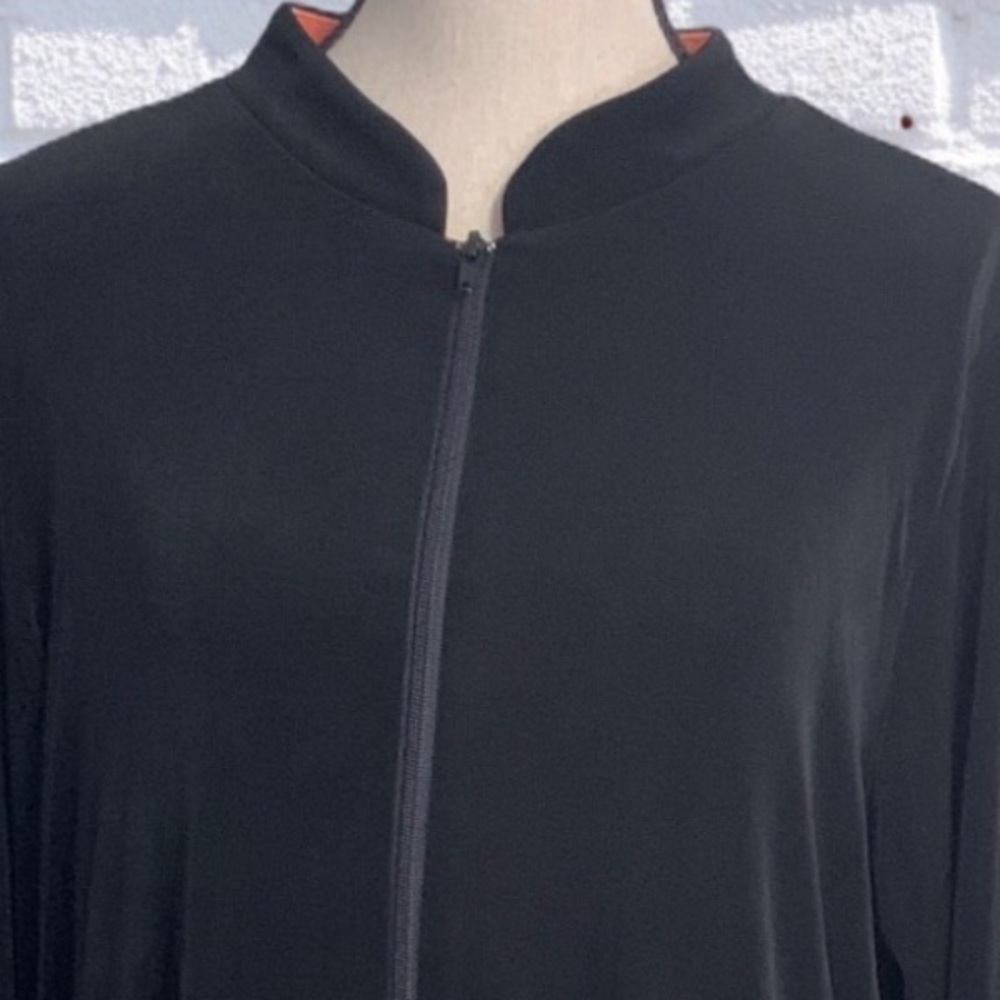 Citi Knit Black Wrinkle Resistant Zip Up Coral Accent Plus Jacket - Picture 4 of 12
